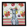 Blue Brindle Greyhound Vegetables Framed Metal Print Bathroom, Kitchen, Office, Home Decor Wall Art Ready to Hang, Square, 8X8