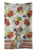 Brindle Greyhound Vegetables Kitchen Towel Velour Plush Front and Cotton Loop Back Machine Washable