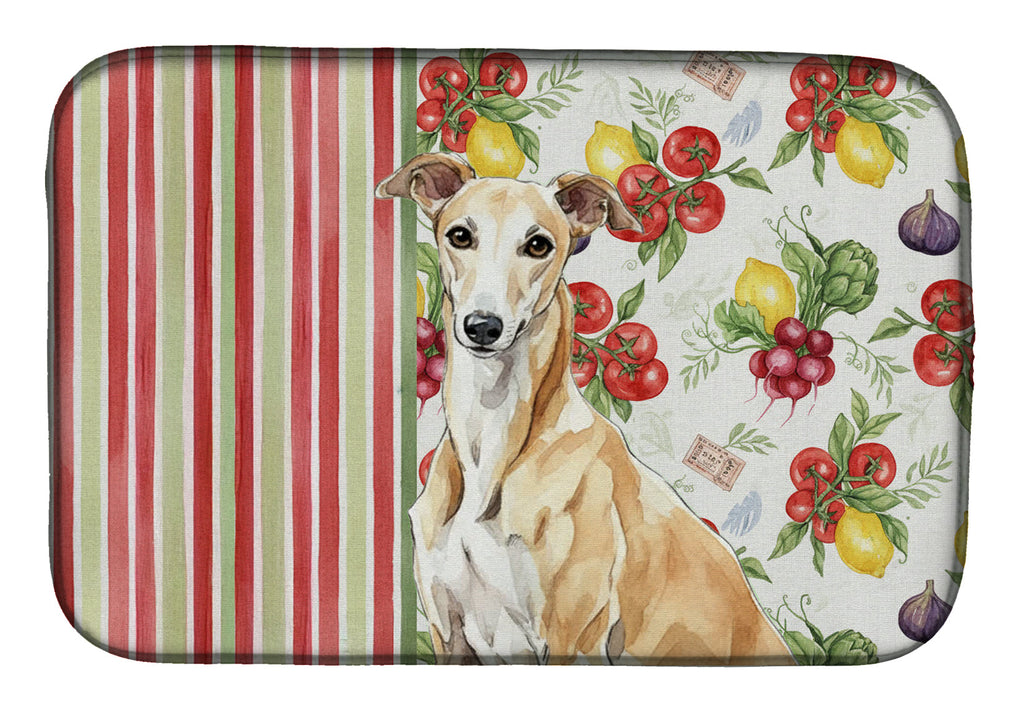Fawn Greyhound Vegetables Dish Drying Mat Absorbent Dish Drying Mat Pad for Kitchen Counter Dish Drainer Mat for Countertop, 14 x 21", Multicolor