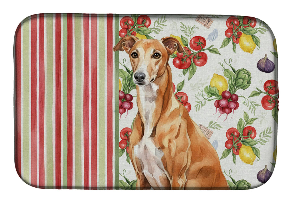 Red Greyhound Vegetables Dish Drying Mat Absorbent Dish Drying Mat Pad for Kitchen Counter Dish Drainer Mat for Countertop, 14 x 21", Multicolor