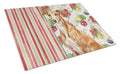 Red Greyhound Vegetables Cutting Board Tempered Glass Kitchen Cutting Surface, Heat Resistant Chopping, Non-Slip Feet, Food Prep & Serving