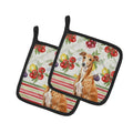 Red Greyhound Vegetables Pot Holder Set of 2 Heat Resistant Quilted Hot Pads 7.5 x 7.5 Inch, Insulated Kitchen Trivets for Cooking & Baking