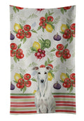 White Greyhound Vegetables Kitchen Towel Velour Plush Front and Cotton Loop Back Machine Washable
