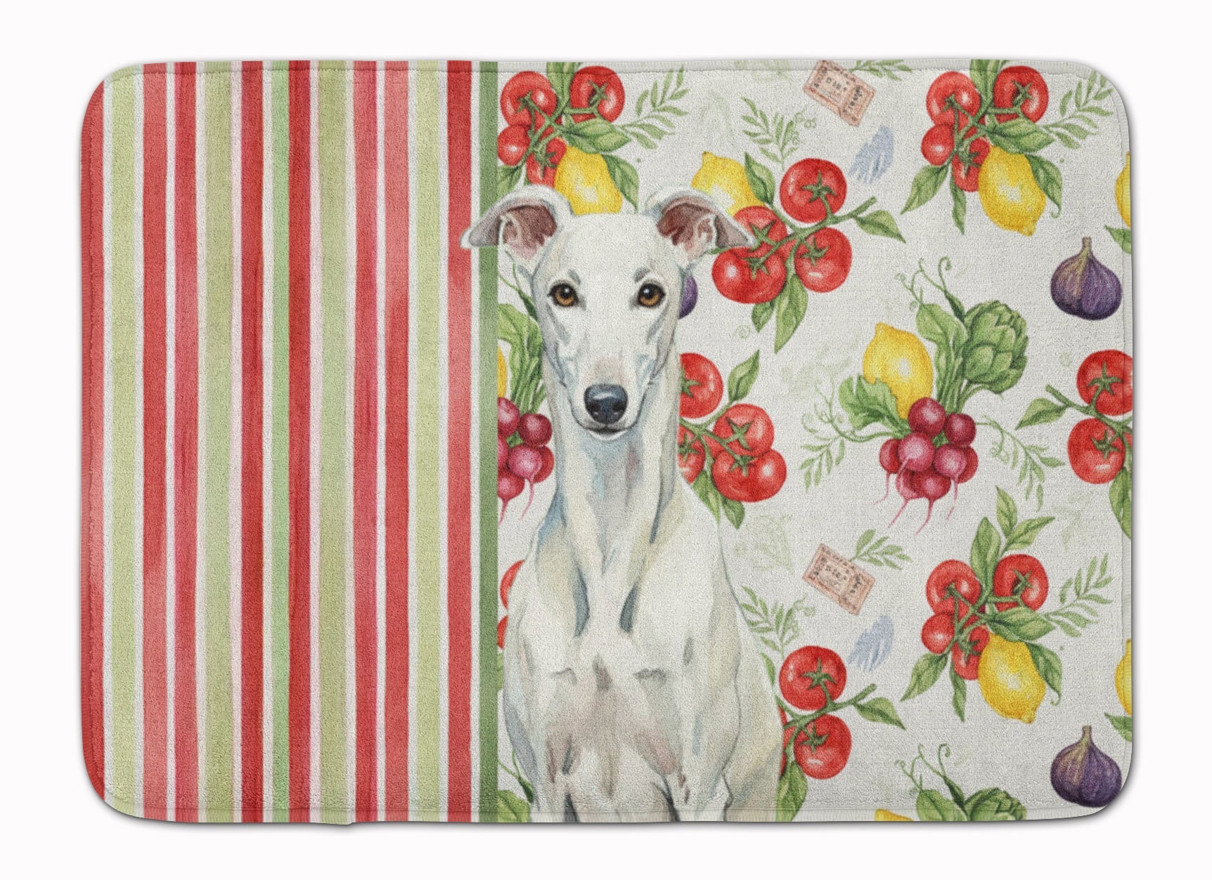 White Greyhound Vegetables Memory Foam Kitchen Mat Machine Washable Anti-Fatigue Cushion Comfort Bath or Kitchen Rug