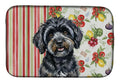 Black Havanese Vegetables Dish Drying Mat Absorbent Dish Drying Mat Pad for Kitchen Counter Dish Drainer Mat for Countertop, 14 x 21", Multicolor