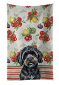 Black Havanese Vegetables Kitchen Towel Velour Plush Front and Cotton Loop Back Machine Washable