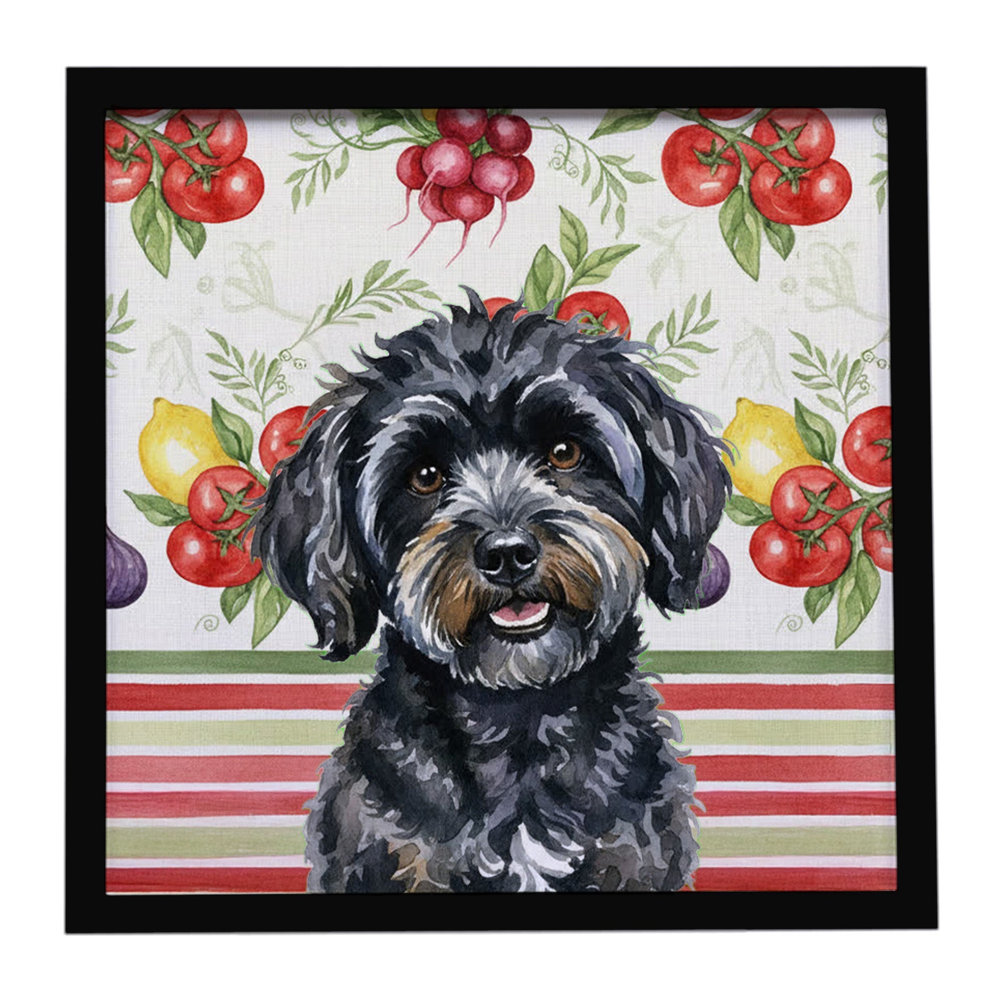 Black Havanese Vegetables Framed Metal Print Bathroom, Kitchen, Office, Home Decor Wall Art Ready to Hang, Square, 8X8