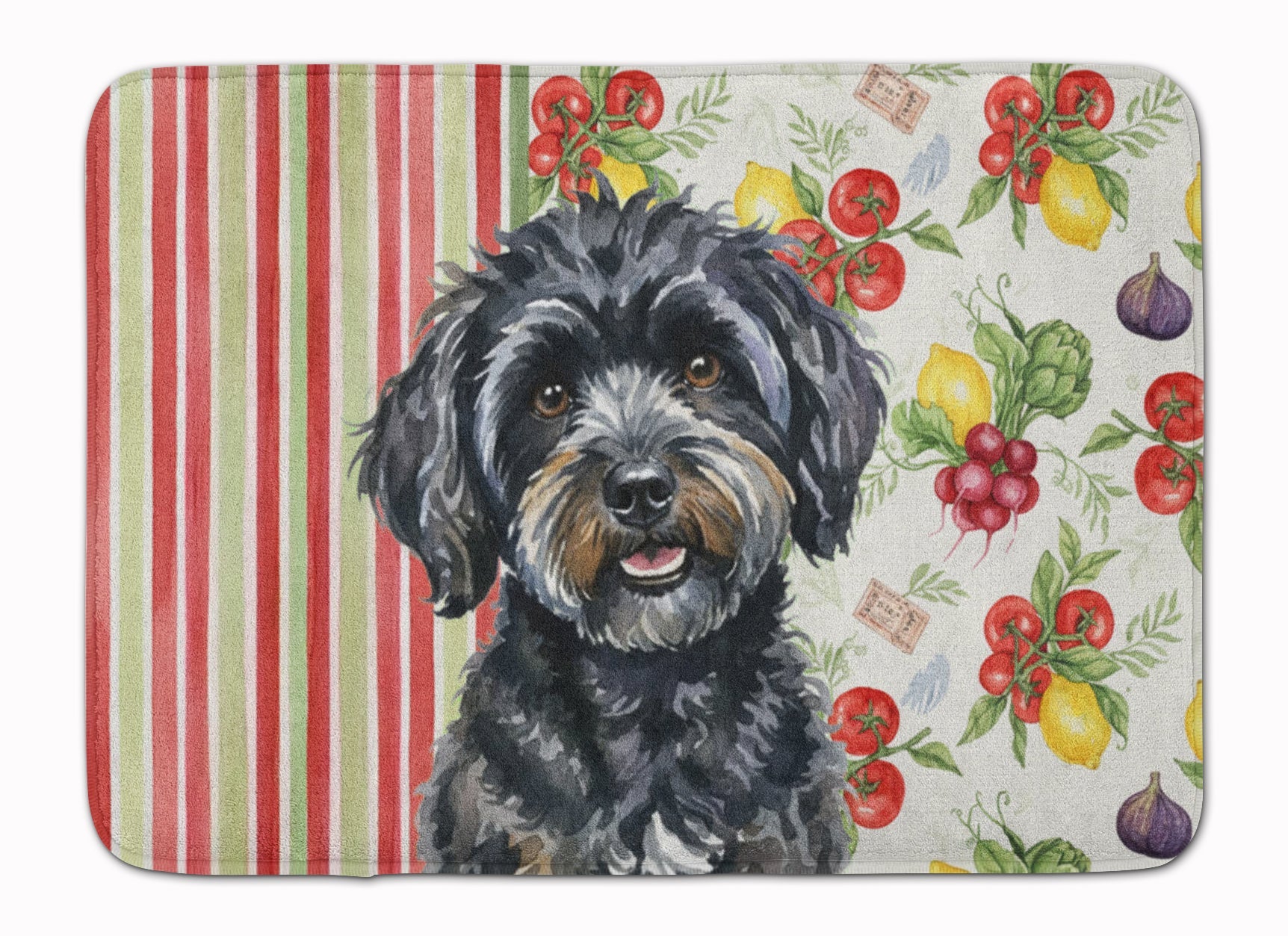 Black Havanese Vegetables Memory Foam Kitchen Mat Machine Washable Anti-Fatigue Cushion Comfort Bath or Kitchen Rug
