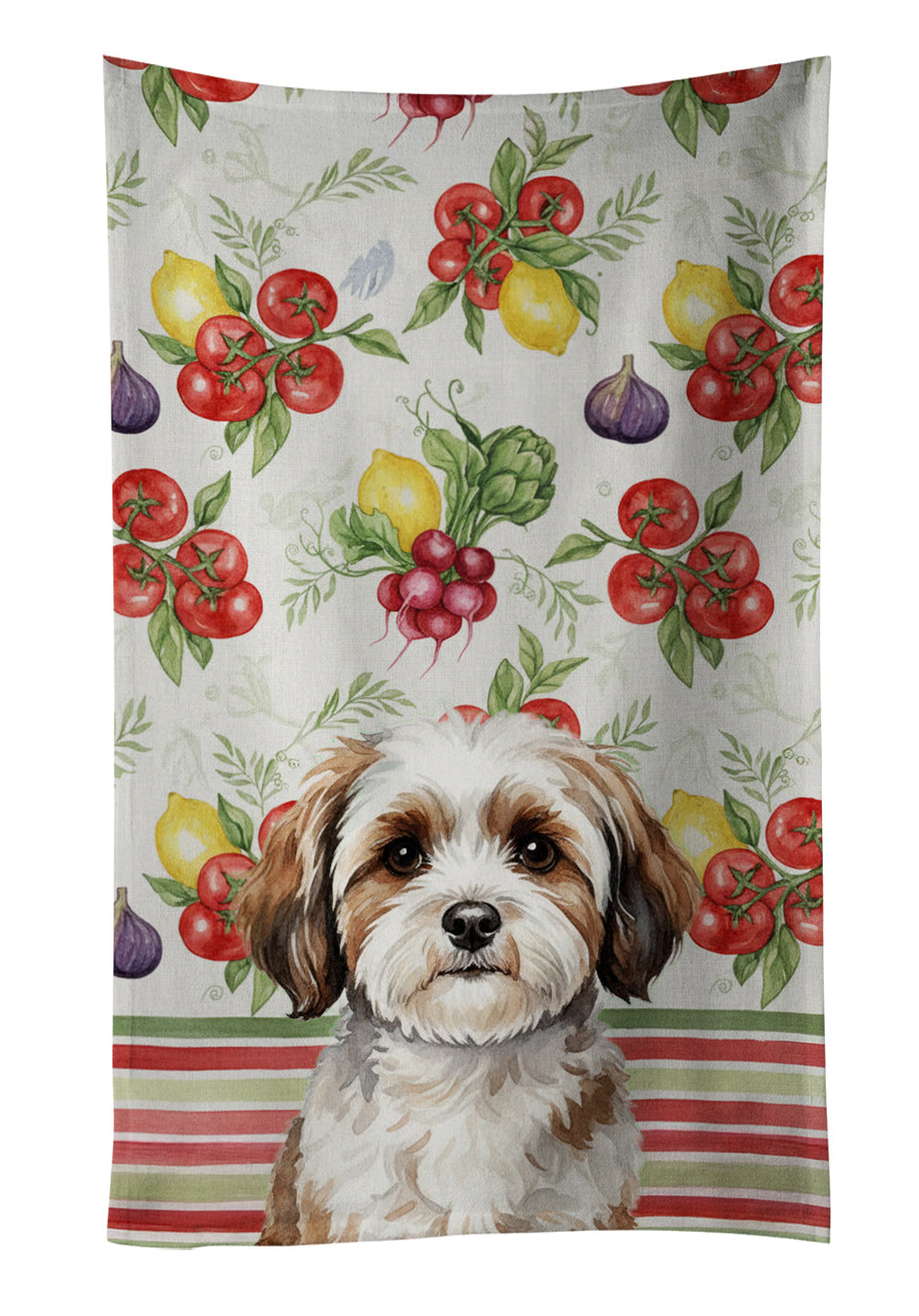 Parti-color Havanese Vegetables Kitchen Towel Velour Plush Front and Cotton Loop Back Machine Washable