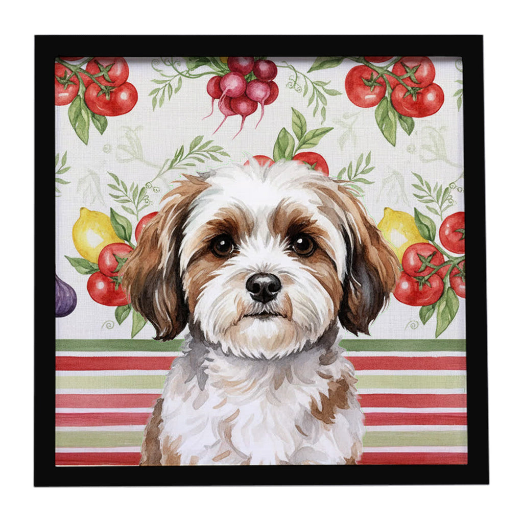 Parti-color Havanese Vegetables Framed Metal Print Bathroom, Kitchen, Office, Home Decor Wall Art Ready to Hang, Square, 8X8