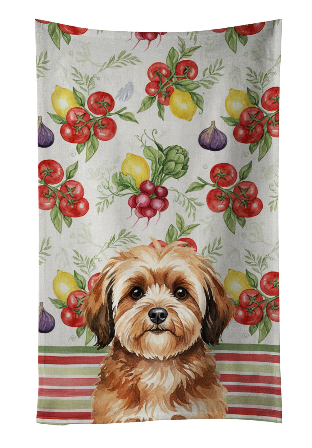 Sable Havanese Vegetables Kitchen Towel Velour Plush Front and Cotton Loop Back Machine Washable