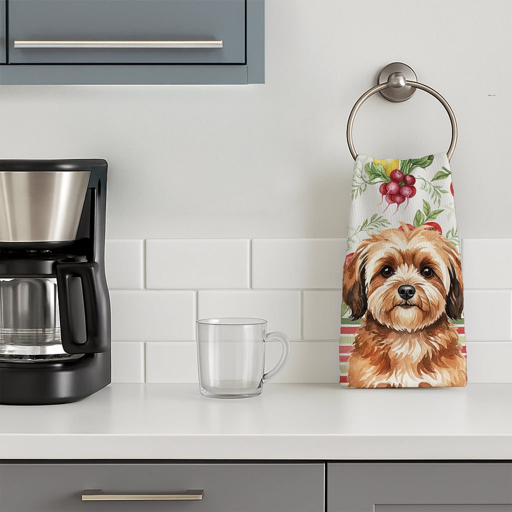 Sable Havanese Vegetables Kitchen Towel Velour Plush Front and Cotton Loop Back Machine Washable