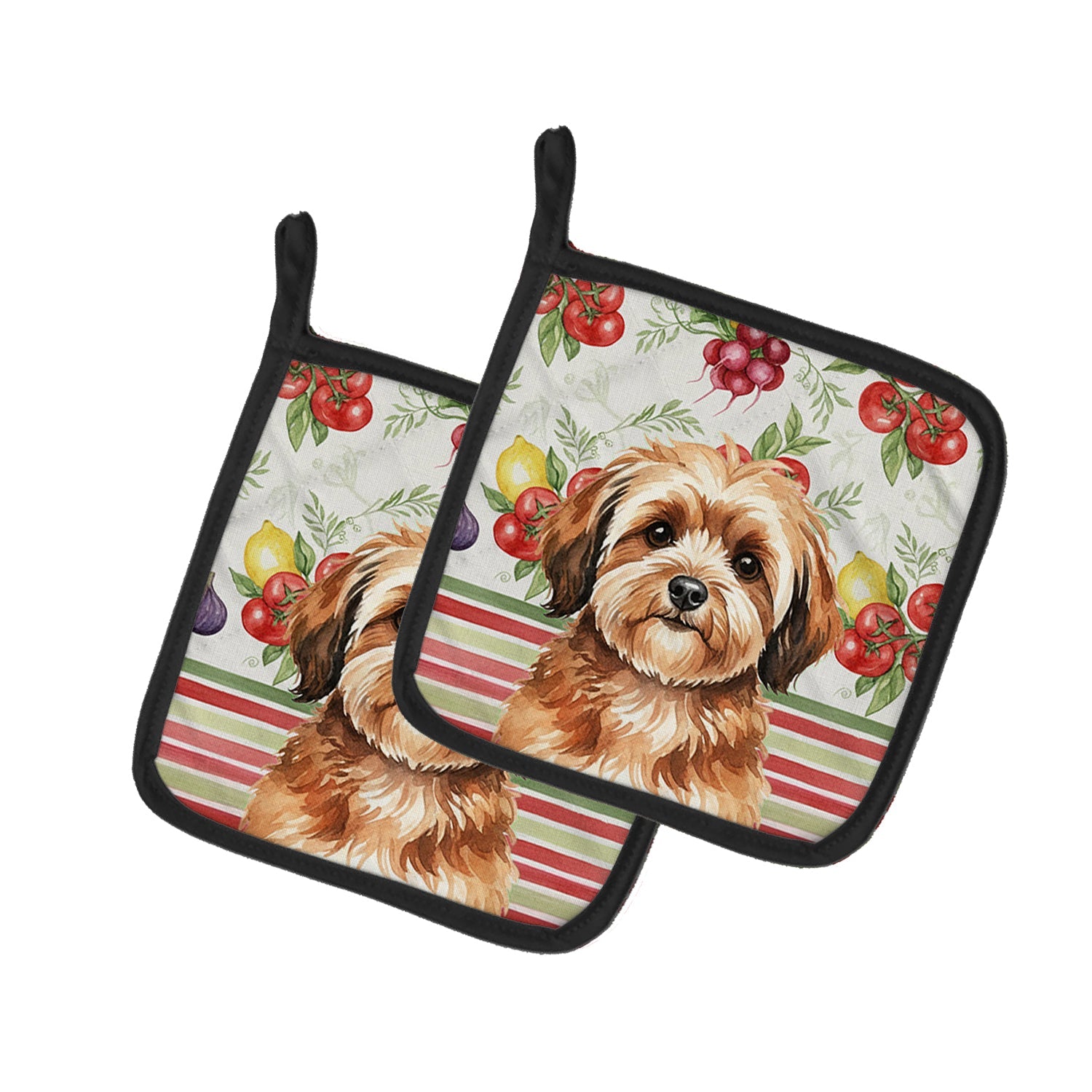 Sable Havanese Vegetables Pot Holder Set of 2 Heat Resistant Quilted Hot Pads 7.5 x 7.5 Inch, Insulated Kitchen Trivets for Cooking & Baking
