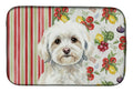 White Havanese Vegetables Dish Drying Mat Absorbent Dish Drying Mat Pad for Kitchen Counter Dish Drainer Mat for Countertop, 14 x 21", Multicolor
