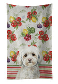 White Havanese Vegetables Kitchen Towel Velour Plush Front and Cotton Loop Back Machine Washable