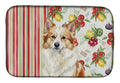 Tan Icelandic Sheepdog Vegetables Dish Drying Mat Absorbent Dish Drying Mat Pad for Kitchen Counter Dish Drainer Mat for Countertop, 14 x 21", Multicolor
