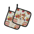 Tan Icelandic Sheepdog Vegetables Pot Holder Set of 2 Heat Resistant Quilted Hot Pads 7.5 x 7.5 Inch, Insulated Kitchen Trivets for Cooking & Baking