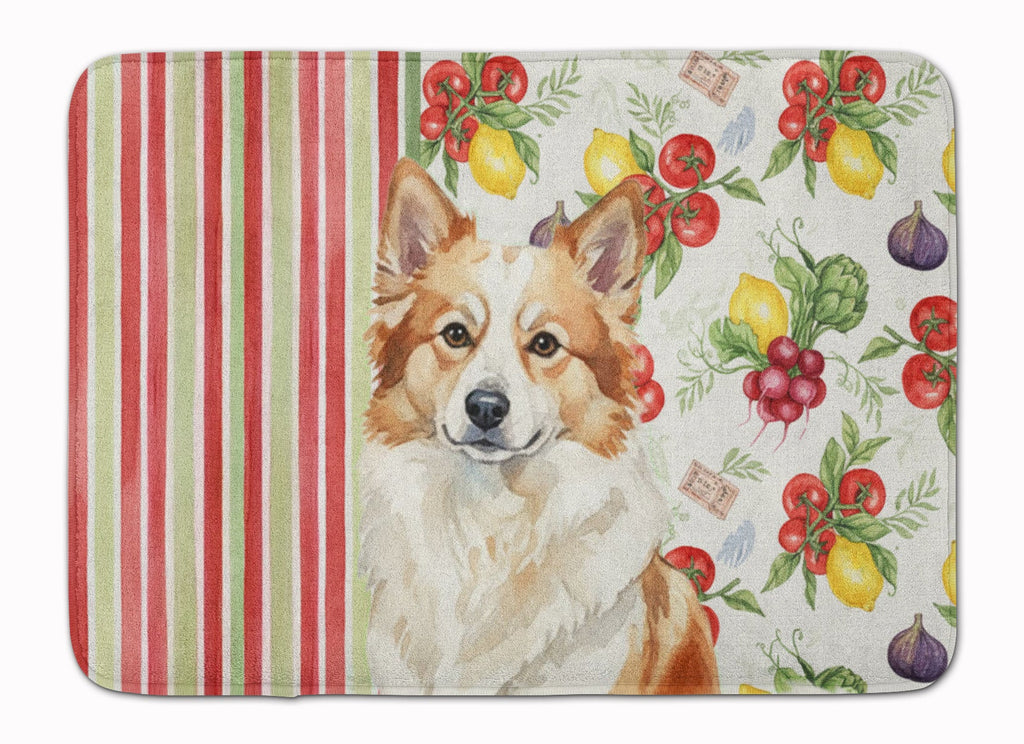 Tan Icelandic Sheepdog Vegetables Memory Foam Kitchen Mat Machine Washable Anti-Fatigue Cushion Comfort Bath or Kitchen Rug