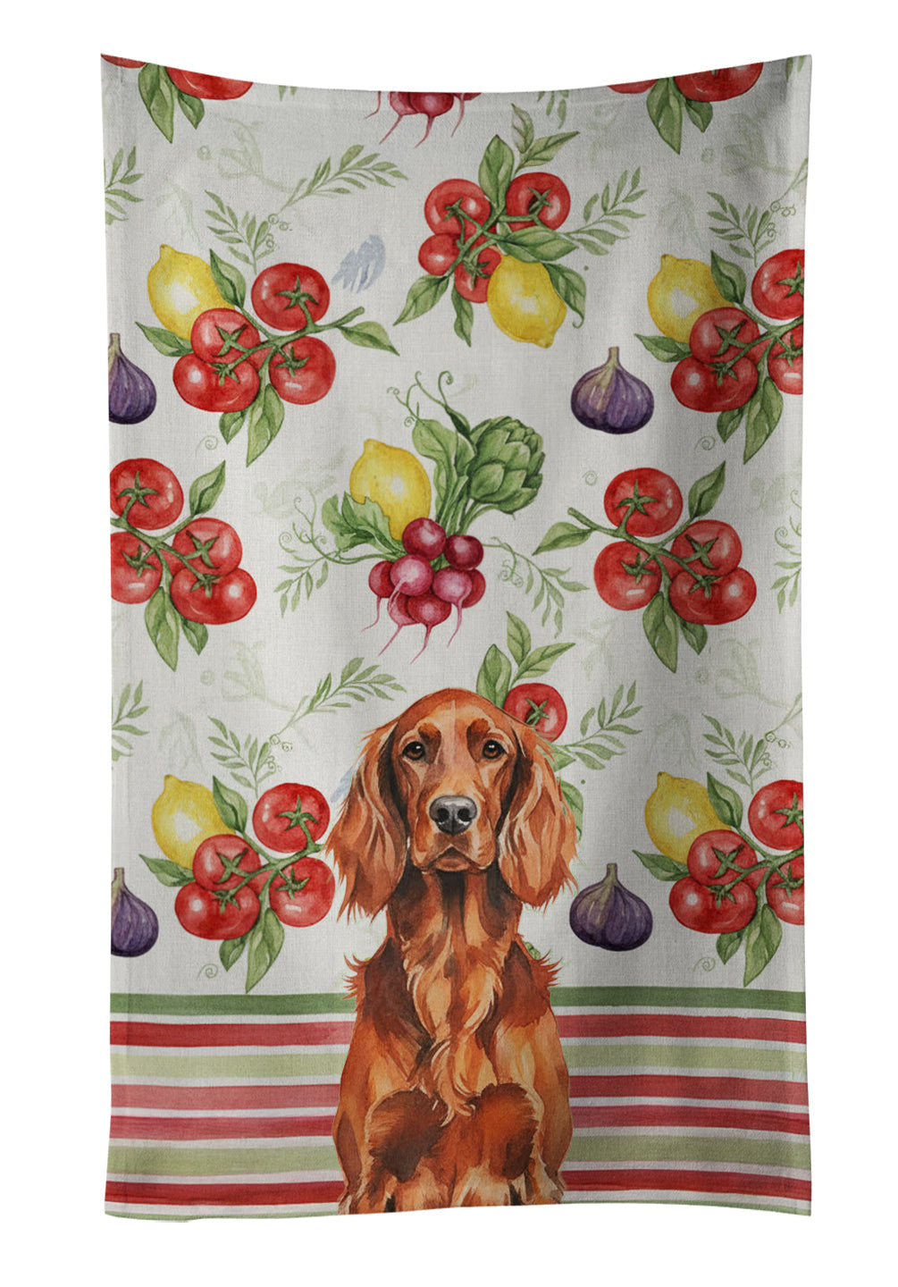Irish Setter Vegetables Kitchen Towel Velour Plush Front and Cotton Loop Back Machine Washable