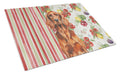 Irish Setter Vegetables Cutting Board Tempered Glass Kitchen Cutting Surface, Heat Resistant Chopping, Non-Slip Feet, Food Prep & Serving
