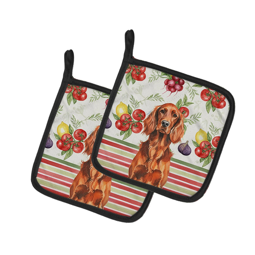 Irish Setter Vegetables Pot Holder Set of 2 Heat Resistant Quilted Hot Pads 7.5 x 7.5 Inch, Insulated Kitchen Trivets for Cooking & Baking