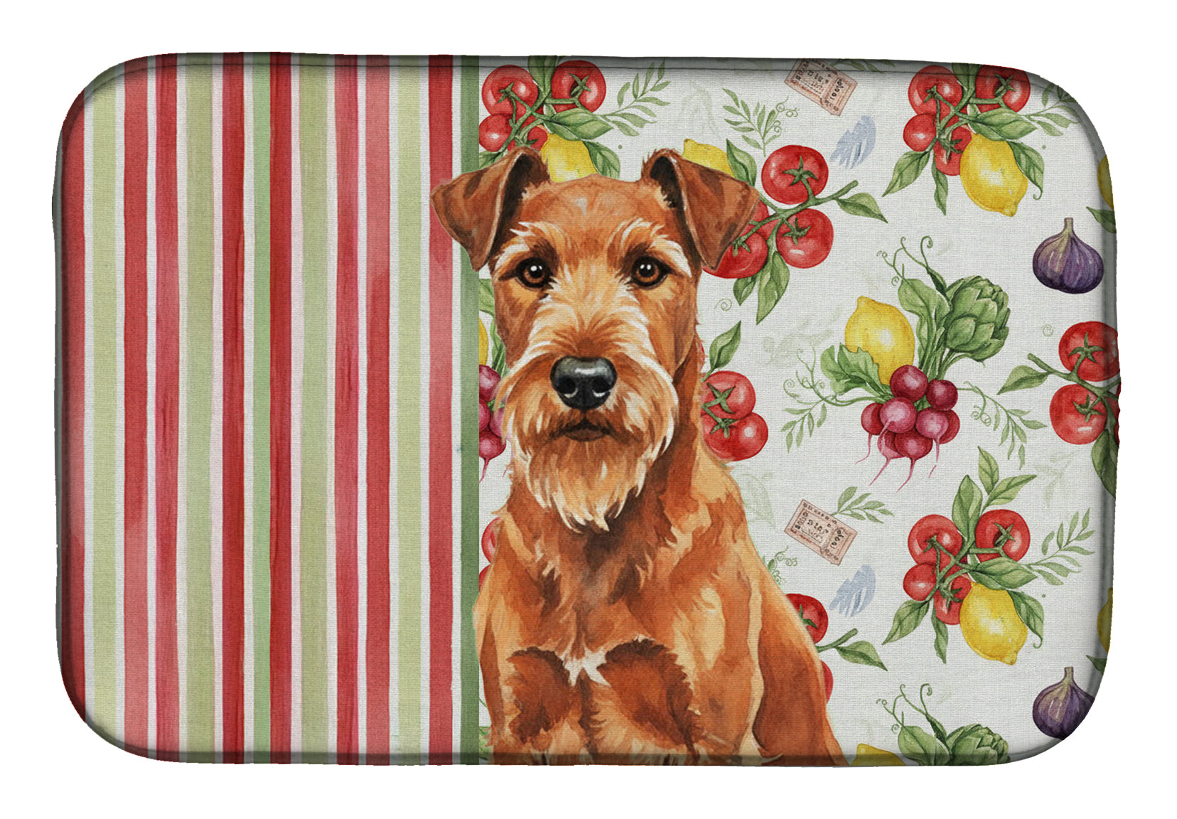 Irish Terrier Vegetables Dish Drying Mat Absorbent Dish Drying Mat Pad for Kitchen Counter Dish Drainer Mat for Countertop, 14 x 21", Multicolor