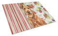 Irish Terrier Vegetables Cutting Board Tempered Glass Kitchen Cutting Surface, Heat Resistant Chopping, Non-Slip Feet, Food Prep & Serving