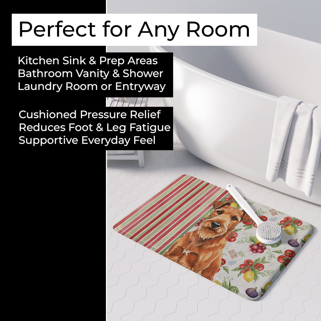 Irish Terrier Vegetables Memory Foam Kitchen Mat Machine Washable Anti-Fatigue Cushion Comfort Bath or Kitchen Rug