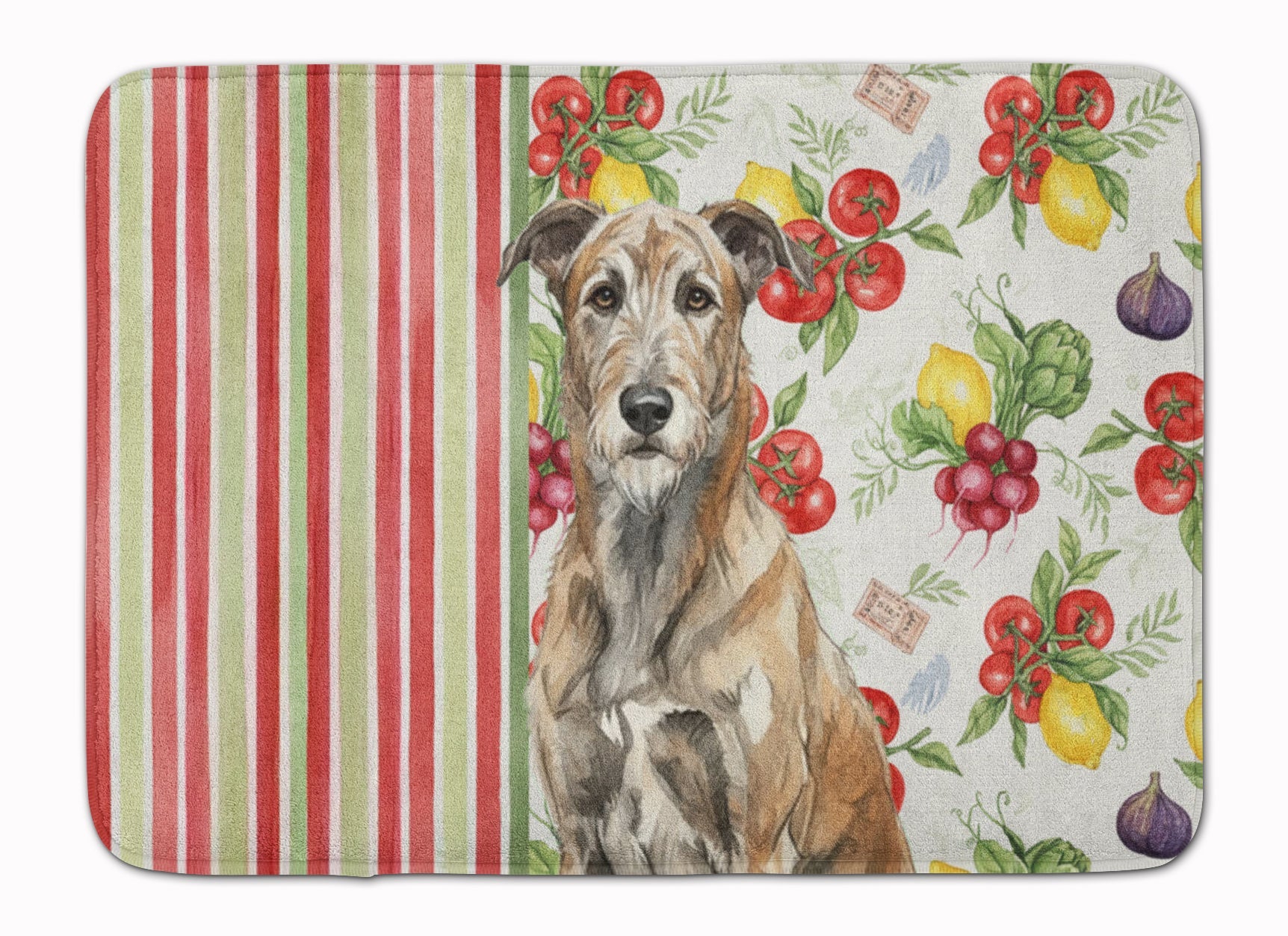 Brindle Irish Wolfhound Vegetables Memory Foam Kitchen Mat Machine Washable Anti-Fatigue Cushion Comfort Bath or Kitchen Rug