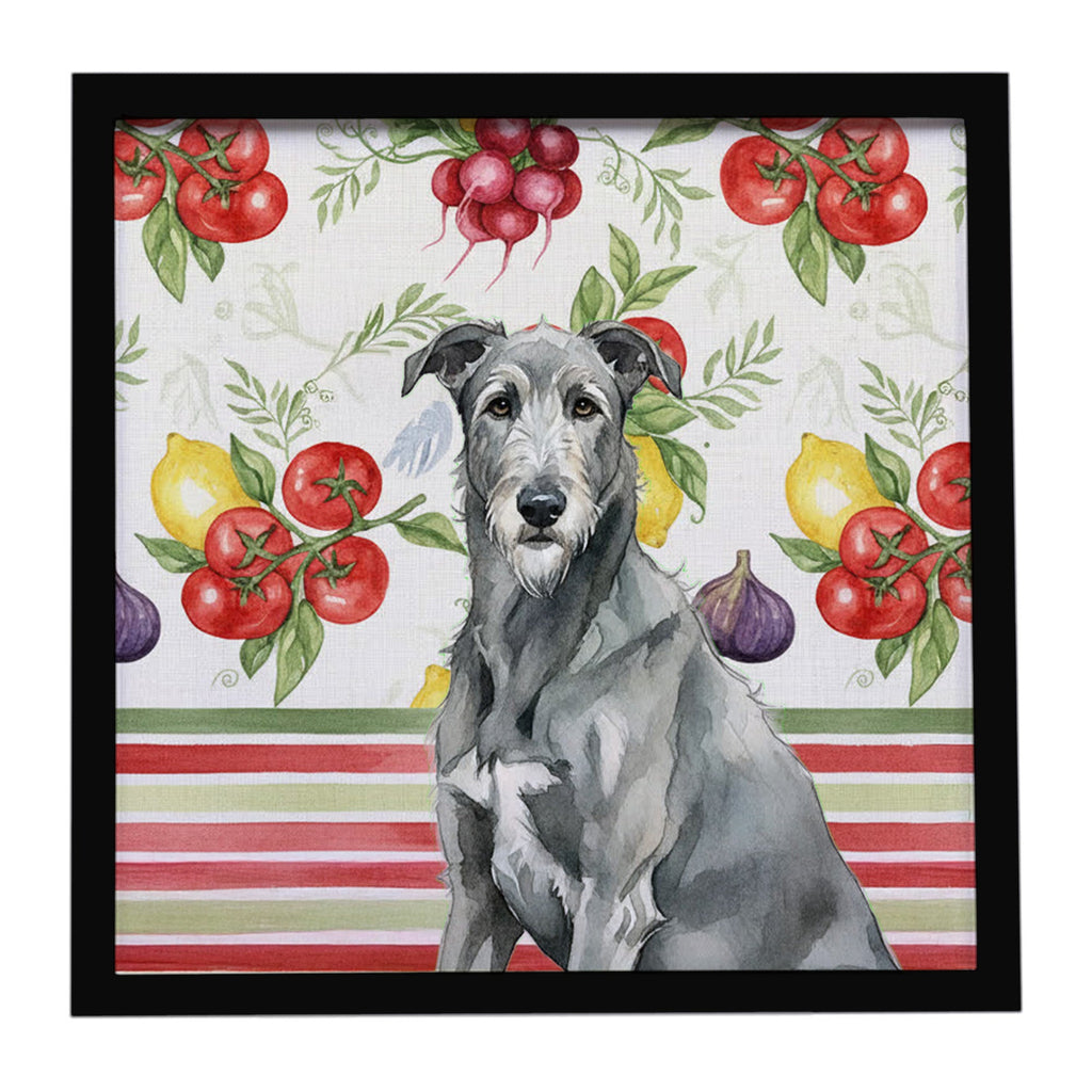 Gray Irish Wolfhound Vegetables Framed Metal Print Bathroom, Kitchen, Office, Home Decor Wall Art Ready to Hang, Square, 8X8