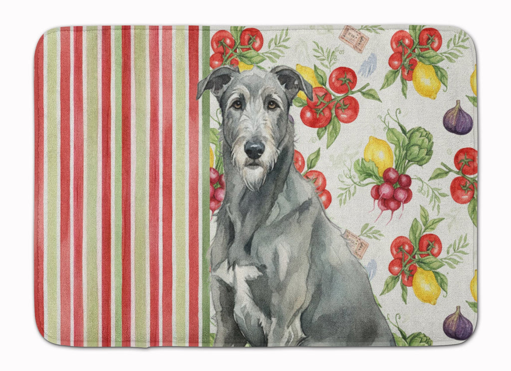 Gray Irish Wolfhound Vegetables Memory Foam Kitchen Mat Machine Washable Anti-Fatigue Cushion Comfort Bath or Kitchen Rug