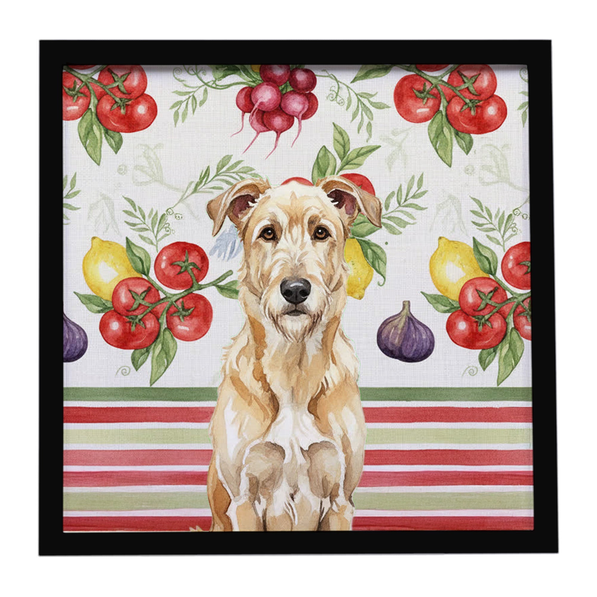Wheaten Irish Wolfhound Vegetables Framed Metal Print Bathroom, Kitchen, Office, Home Decor Wall Art Ready to Hang, Square, 8X8