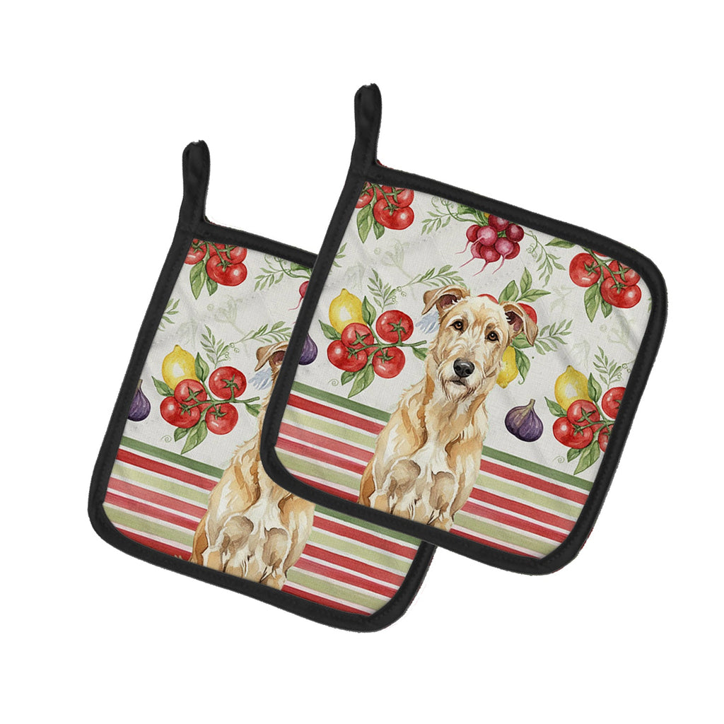 Wheaten Irish Wolfhound Vegetables Pot Holder Set of 2 Heat Resistant Quilted Hot Pads 7.5 x 7.5 Inch, Insulated Kitchen Trivets for Cooking & Baking