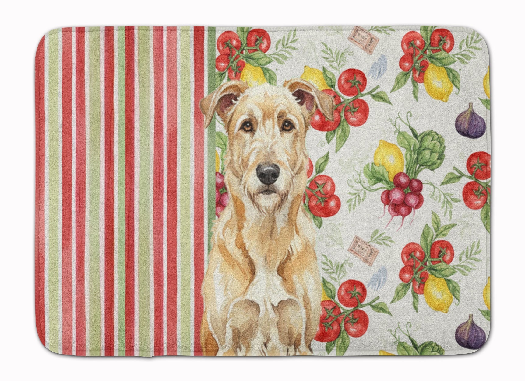 Wheaten Irish Wolfhound Vegetables Memory Foam Kitchen Mat Machine Washable Anti-Fatigue Cushion Comfort Bath or Kitchen Rug