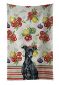 Black Italian Greyhound Vegetables Kitchen Towel Velour Plush Front and Cotton Loop Back Machine Washable