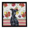 Black Italian Greyhound Vegetables Framed Metal Print Bathroom, Kitchen, Office, Home Decor Wall Art Ready to Hang, Square, 8X8