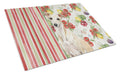 Cream Italian Greyhound Vegetables Cutting Board Tempered Glass Kitchen Cutting Surface, Heat Resistant Chopping, Non-Slip Feet, Food Prep & Serving