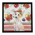 Cream Italian Greyhound Vegetables Framed Metal Print Bathroom, Kitchen, Office, Home Decor Wall Art Ready to Hang, Square, 8X8