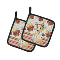 Fawn Italian Greyhound Vegetables Pot Holder Set of 2 Heat Resistant Quilted Hot Pads 7.5 x 7.5 Inch, Insulated Kitchen Trivets for Cooking & Baking