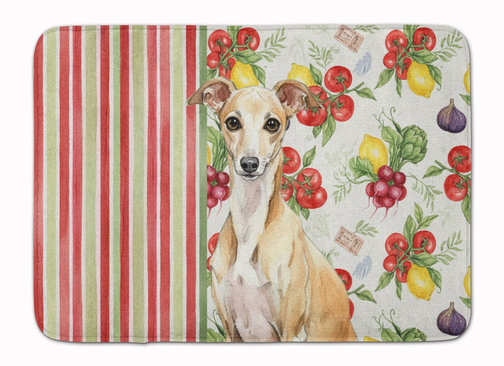 Fawn Italian Greyhound Vegetables Memory Foam Kitchen Mat Machine Washable Anti-Fatigue Cushion Comfort Bath or Kitchen Rug
