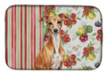 Red Italian Greyhound Vegetables Dish Drying Mat Absorbent Dish Drying Mat Pad for Kitchen Counter Dish Drainer Mat for Countertop, 14 x 21", Multicolor