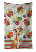 Red Italian Greyhound Vegetables Kitchen Towel Velour Plush Front and Cotton Loop Back Machine Washable