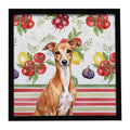 Red Italian Greyhound Vegetables Framed Metal Print Bathroom, Kitchen, Office, Home Decor Wall Art Ready to Hang, Square, 8X8