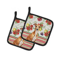 Red Italian Greyhound Vegetables Pot Holder Set of 2 Heat Resistant Quilted Hot Pads 7.5 x 7.5 Inch, Insulated Kitchen Trivets for Cooking & Baking