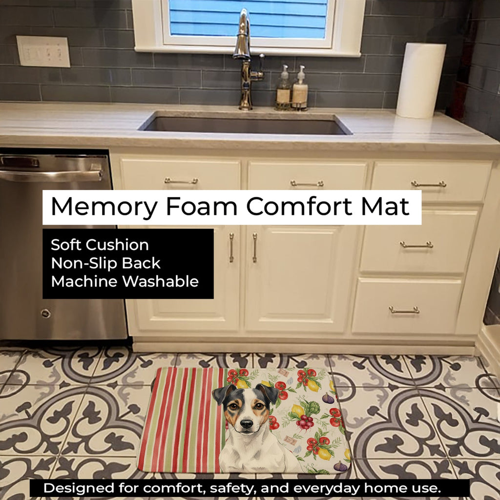 White and Black Jack Russell Terrier Vegetables Memory Foam Kitchen Mat Machine Washable Anti-Fatigue Cushion Comfort Bath or Kitchen Rug