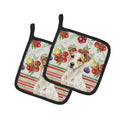 White and Tan Jack Russell Terrier Vegetables Pot Holder Set of 2 Heat Resistant Quilted Hot Pads 7.5 x 7.5 Inch, Insulated Kitchen Trivets for Cooking & Baking
