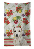 White Jack Russell Terrier Vegetables Kitchen Towel Velour Plush Front and Cotton Loop Back Machine Washable