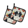 Black and White Japanese Chin Vegetables Pot Holder Set of 2 Heat Resistant Quilted Hot Pads 7.5 x 7.5 Inch, Insulated Kitchen Trivets for Cooking & Baking