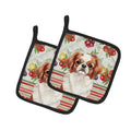 Red and White Japanese Chin Vegetables Pot Holder Set of 2 Heat Resistant Quilted Hot Pads 7.5 x 7.5 Inch, Insulated Kitchen Trivets for Cooking & Baking