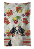 Tricolor Japanese Chin Vegetables Kitchen Towel Velour Plush Front and Cotton Loop Back Machine Washable